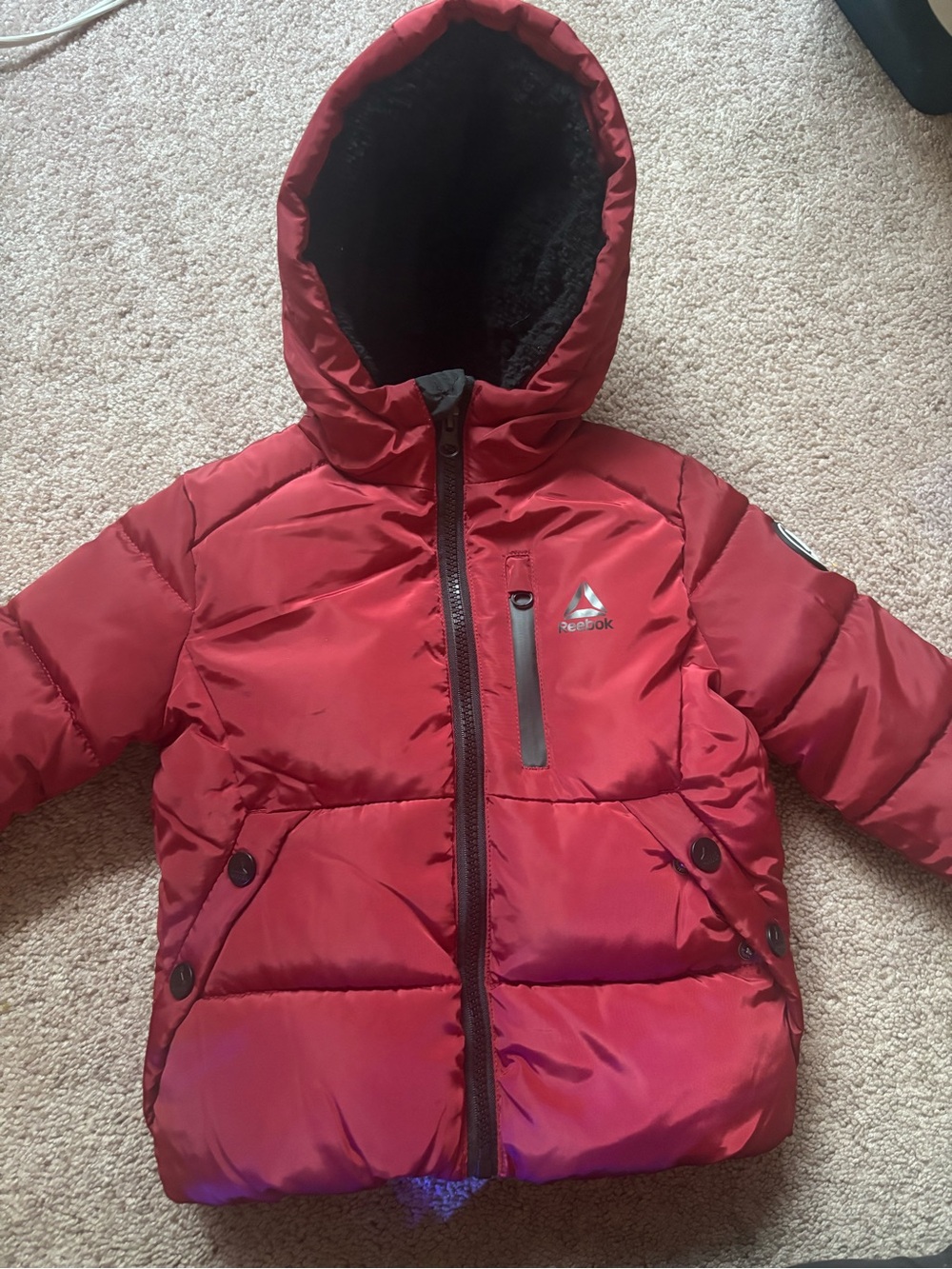 Reebok Kids Red Hooded Puffer Coat